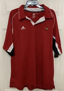 Adidas Men's Louisville Cardinals ClimaCool Polo Shirt Red/Black/White Size XL - Picture 1 of 5