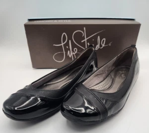Life stride Soft System Deliberate Patent Leather Black Ballet Shoes Size 8 Wide - Picture 1 of 23