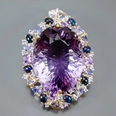 Colgante de amatista natural hecho a mano de 70 quilates + plata de ley 925/NP52249 Foto 1 de 4