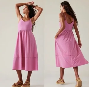 Vestido Híbrido Athleta Elation Cuello en V Midi Rosa Claro Grande - Imagen 1 de 1