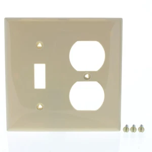 Cooper 5138V Ivory 2-Gang Toggle Switch Outlet Nylon Wallplate Receptacle Cover - Picture 1 of 5