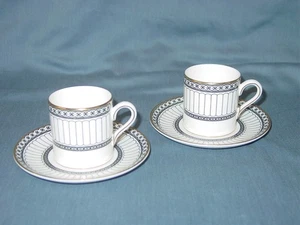 2 Wedgwood Black Colonnade Demitasse Cup & Saucer Set Bone China Made in England - Afbeelding 1 van 2