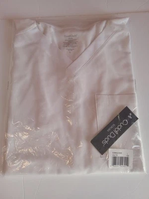 Men's Cuddl Duds Scrubs Classic V-neck Top With Pocket  White Large - Image 1 of 4
