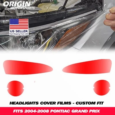 PreCut Headlights Clear Covers Bra Film Kit PPF Fits 2004-2008 GRAND PRIX - Image 1 of 4