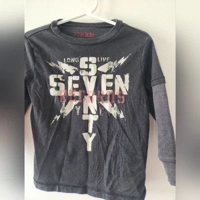 Детский размер 2T 77Kids на American Eagle длинным рукавом графический футболка серый гранж 90-х - Изображение 1 из 4