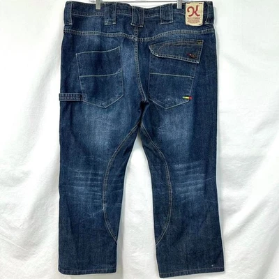 KONVICT CLOTHING 2000s Y2K Blue Wide Leg Baggy Jeans Embroidered Mens 40 Skater - Image 1 of 4