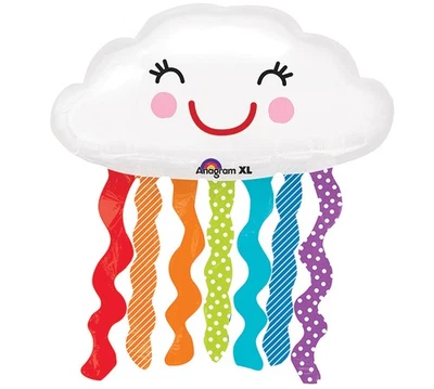 XL 30"  Anagram Rainbow Cloud Super Shape Mylar Foil Balloon Birthday Party - Image 1 of 3