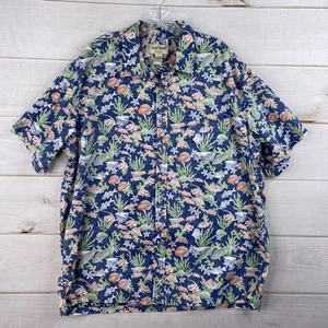 Cooke Street Hawaiian Shirt 2XL Fish Ocean Print Reverse Print Blue Vibrant - Picture 1 of 8