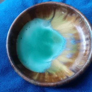 Cuenco de esmalte verde turquesa cerámica Fulper Arts de colección 1909-1911 - Imagen 1 de 9