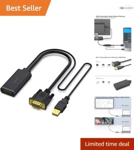 VGA to HDMI Converter with Built-In Audio - Lightweight Portable Adapter - Picture 1 of 9