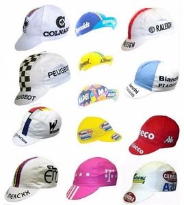 Retro Italian Made Pro Team Men Road Cycling Cotton Caps Vintage - Fixed Gear - Picture 1 of 14