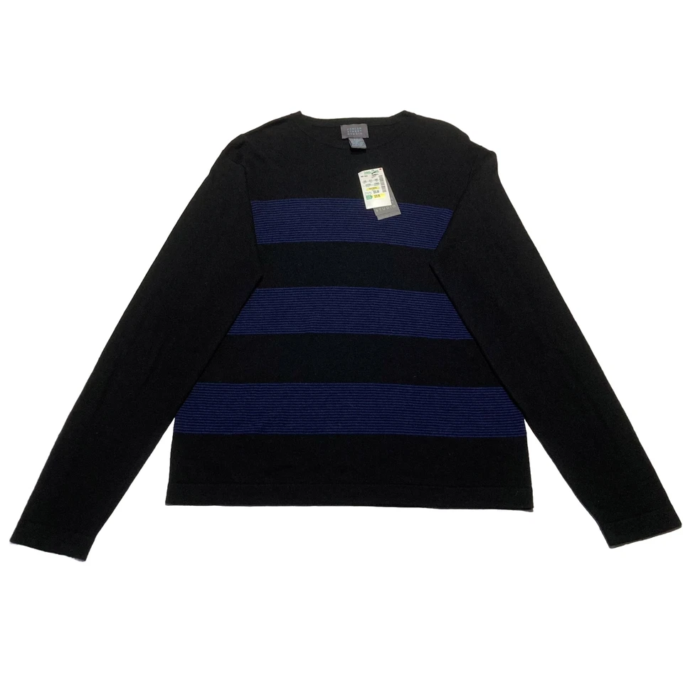 Nueva con etiquetas Camiseta Mercer Street Studio Negra y Azul Rayas Elegante Manga Larga Talla S Foto 1 de 4