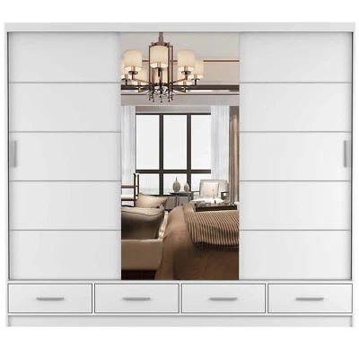 Schwebetürenschrank Kleiderschrank Schrank FLORENCE mit Spiegel 250 cm MATT - Bild 1 von 4