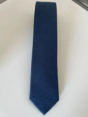 River Island Mens Tie Navy Blue 100% Silk 6cm Blade - Image 1 of 4