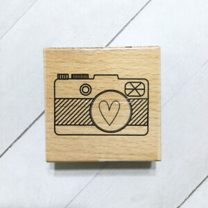 Camera Rubber Stamp 2.5" Wood Mounted Valentine Craft