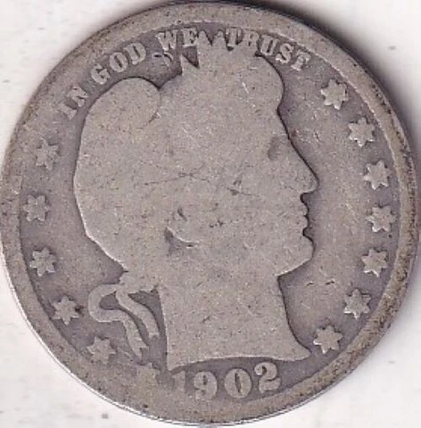 1902 SILVER Barber Quarter #236 - AG - BEAUTIFUL COLOR - BEAUTIFUL COIN Cover