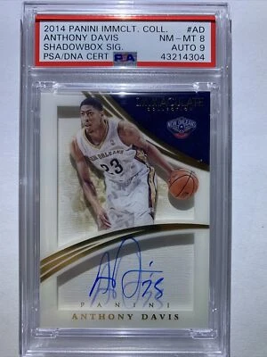 2014 Panini Immaculate Coll ANTHONY DAVIS PSA 8 Auto /35 Shadow Box - Image 1 of 2