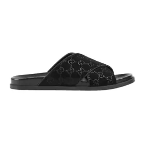 GUCCI Men's Black GG Suede Slide Sandals New & Authentic - Picture 1 of 4