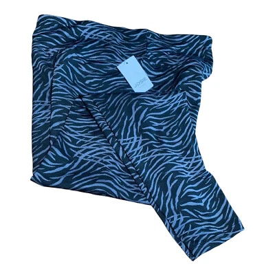 Josie Natori NWT L Women Black Silver Zebra Getaway Tights $62 #1279C - Imagem 1 de 4