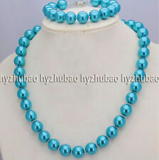 10mm 12mm South Sea Shell Pearl Round Beads Necklace 18" + Bracelet 7.5" Set AAA