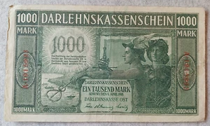 1000 mark Kowno 1918 banknote Darlehnskasse Ost note Germany, P-R134 - Picture 1 of 2