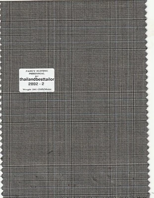 Gray Prince of Wales Check Wool Suiting Fabric Best For Suit Pants 5 Yard - Image 1 of 2