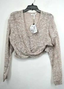 BCBGeneration Women V-Neck Twist Tie Knot Long Sleeve Knit Pullover Crop Sweater - Picture 1 of 3