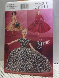 VOGUE 7224 Gene Doll Clothes Pattern 1950s Style Dresses Gowns Day or Night - Picture 1 of 2