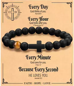 Christian Easter Gifts for Men, Easter Basket Stuffers Religious Cross Bracelet - Picture 1 of 12