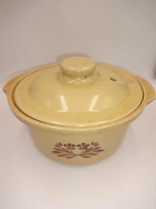 2 Stück großer Vintage Keramik Ofen Topf & Deckel Dutch Oven Kasserolle beige Blumen - Bild 1 von 12