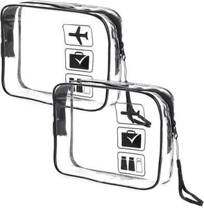 Clear TSA Approved Toiletry Bag, 2 Pcs Clear Travel Bags with Zipper, Quart Size - Picture 1 of 3