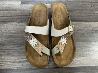 A. Giannetti Women's Floral Slip On Sandals Size 9.5 Made In Italy Leather Boho — 第 1/4 张图片