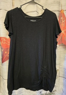 Torrid Mujer Acanalado Manga Corta Flutter Negro Talla 1X Foto 1 de 3