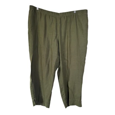 Pantalones cortos de lino Jill Love verde oliva para mujer 3X cintura elástica Foto 1 de 4