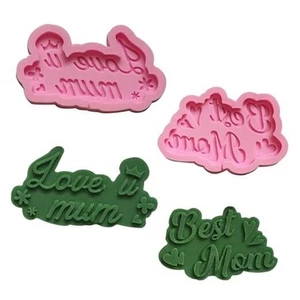 2Pcs Mothers Day Fondant Mold,Pink Love Mom Silicone Resin Mole Best Mom - Picture 1 of 8