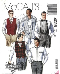 Vintage 1988 men's shirt vest ties sewing pattern chest 40 ins checked complete - Picture 1 of 2