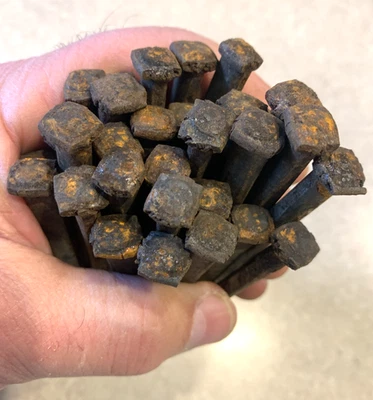 (30) Antique Rusty 4" Nails Forged Square Cut Lot of Rustic Wrought Iron Nails - Image 1 of 4