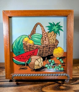 Dominican Republic Folk Art Hand Painted Tile Signed Lobo Colorful Fruit Scene - Picture 1 of 6