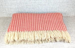 Manta Pendleton Vintage 100% Lana Virgen con Flecos Coral Crema 46x62 - Imagen 1 de 7