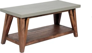 Brookside Coffee Table 36" Wide Industrial Concrete-Coated Top Solid Wood Base - Picture 1 of 1