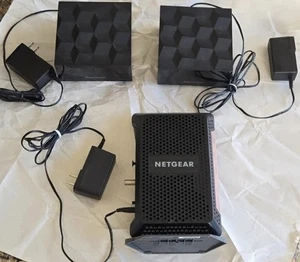 NETGEAR BUNDLE! Cable Modem + Mesh WiFi 6 System – 1X CM1100 & 2X MR60 Routers - Picture 1 of 6
