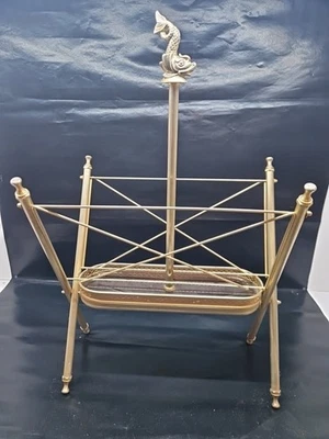 porte revue au dauphin style maison janson en métal doré année 50/60 ancien - Photo 1/4