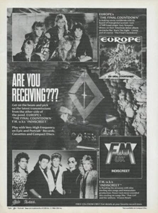 Europe The Final Countdown FM UK Indiscreet 1986 Promo Ad 8x11 Mini Poster - Bild 1 von 1