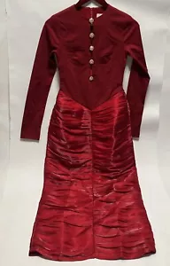 Abito formale Chouchou donna rosso intenso manica lunga bottoni oro taglia media - Foto 1 di 22