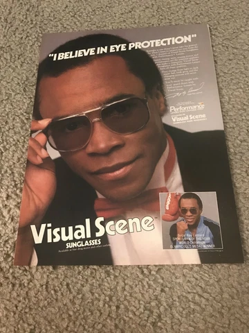 Vintage 1983 SUGAR RAY LEONARD VISUAL SCENE EYEGLASSES Poster Print Ad 1980s Cover