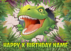 Dinosaur Rex Cake Topper Edible Icing Rectangle Personalised sizes inc Costco