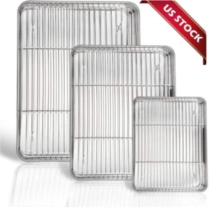 Juego de bandeja para hornear con estante de acero inoxidable para galletas sartenes para hornear 6 piezas - Imagen 1 de 7