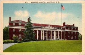 Postal NORBURN HOSPITAL Asheville, Carolina del Norte NC lino c1950 - Imagen 1 de 2