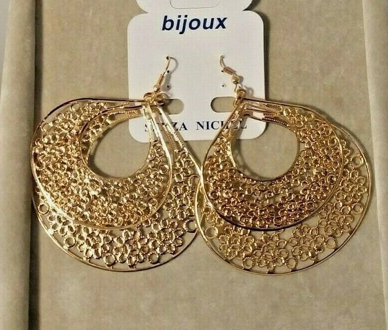 ORECCHINI DONNA PENDENTI FILIGRANA GRANDI DOPPIA GOCCIA CON FIORI ORO O ARGENTO - Immagine 1 di 1