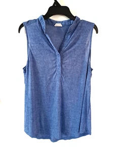 Camicia donna Siren Lily senza maniche scollo a V taglia 1X blusa blu A-Line top - Foto 1 di 6